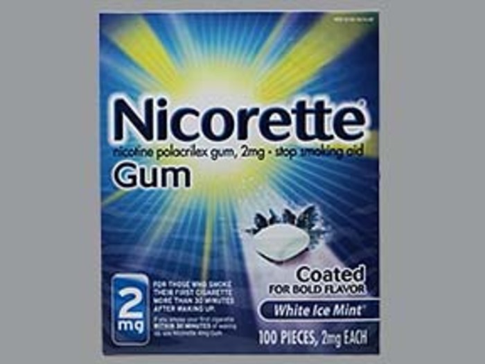 Nicorette Stop Smoking Aid 2mg White Ice Coated Nicotine Gum 100ct