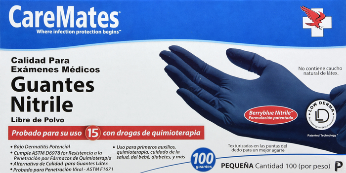 Gloves CareMates Nitrile Powder-Free S 100ct