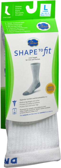 Dr. Comfort Diabetic White Crew Socks Large 1ct