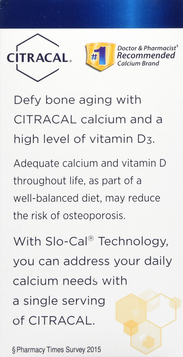 Citracal Calcium+D3 Slow Release 1200 Calcium Supplement Tablets 80ct