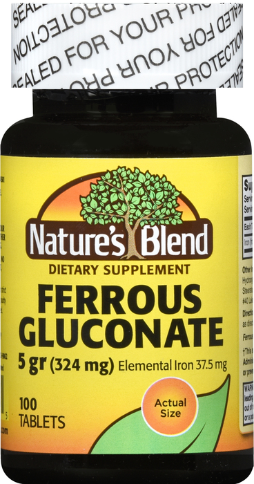 FERROUS GLUCON 5GR TAB 100CT NAT BLEND