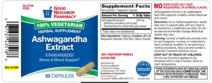 Good Neighbor Pharmacy Ashwagandha Extract 500mg Capsules 50ct