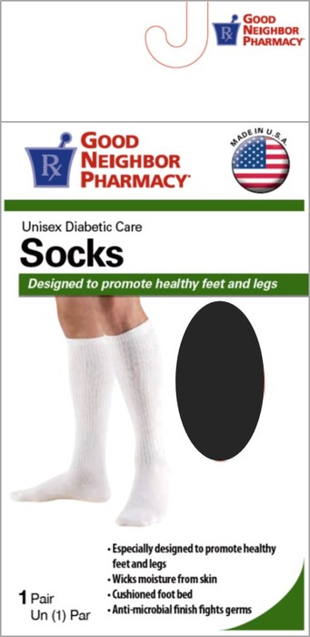 Good Neighbor Pharmacy Diabetic Over Calf Sock 8-15mmHg Black L