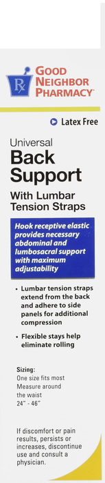 Good Neighbor Pharmacy Universal Back Support w/Lumber Tension Straps White 1ct