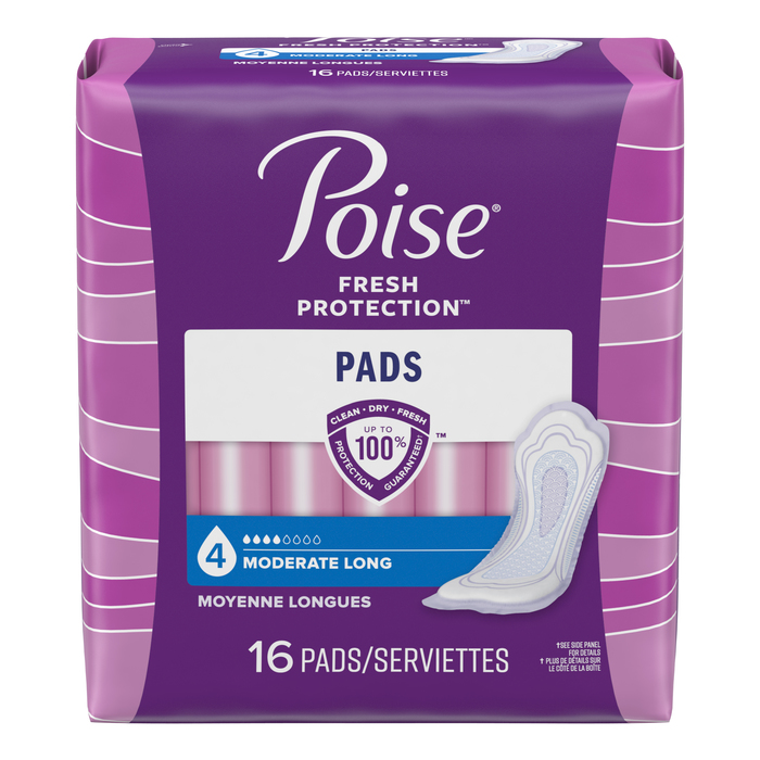 Poise Long Length Moderate Absorbency Pads 16ct