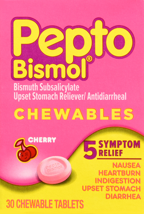 Pepto Bismol 5 Symptom Stomach Relief Cherry Chewable Tablets 30ct