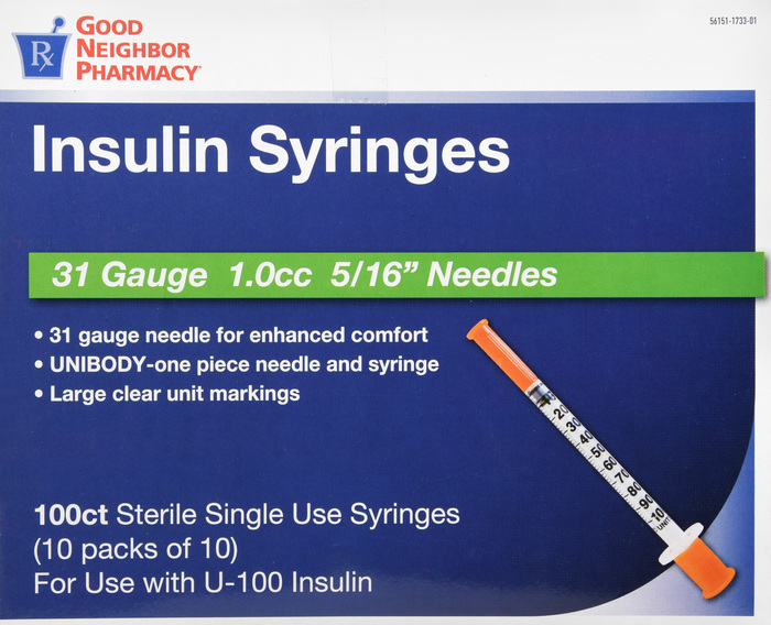 Good Neighbor Pharmacy Insulin Syringes 31g 1c 100ct