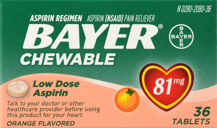 Bayer Low Dose Aspirin Pain Reliever 81mg Orange Chewable Tablets 36ct