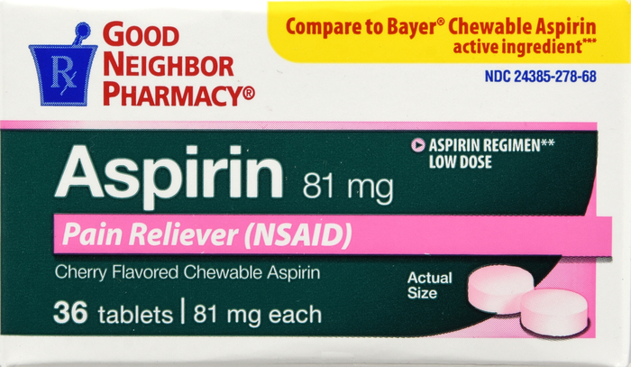 Good Neighbor Pharmacy Aspirin 81mg Cherry Chewable Tablets 36ct