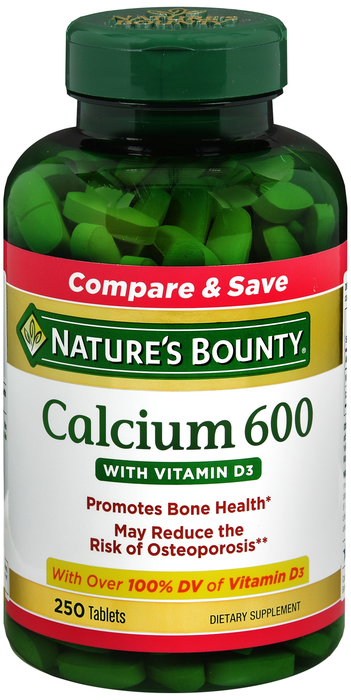 CALCIUM+D 600MG TAB 250CT NAT BOUNTY