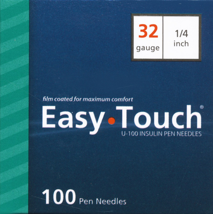 Easy Touch Pen Needles 32Gx1/4" 100ct