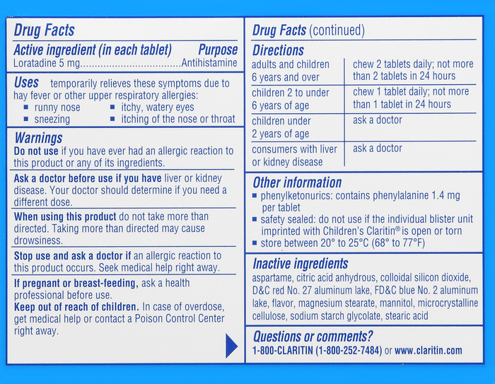 Claritin Children's 24HR 5mg Grape Chewable Tablets 30ct