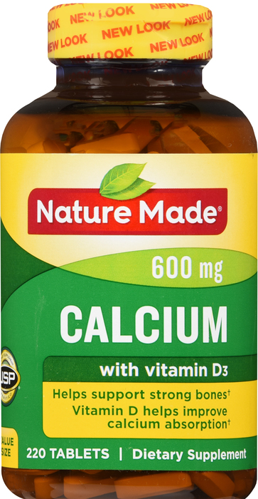 Nature Made Calcium 600mg w/Vitamin D3 Tablets 220ct