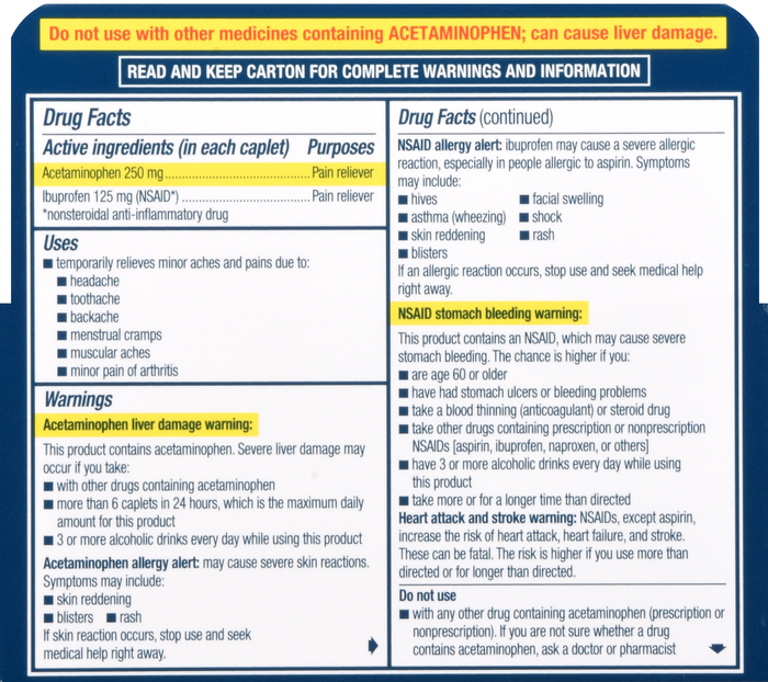 Advil Dual Action with Acetaminophen Caplets72ct