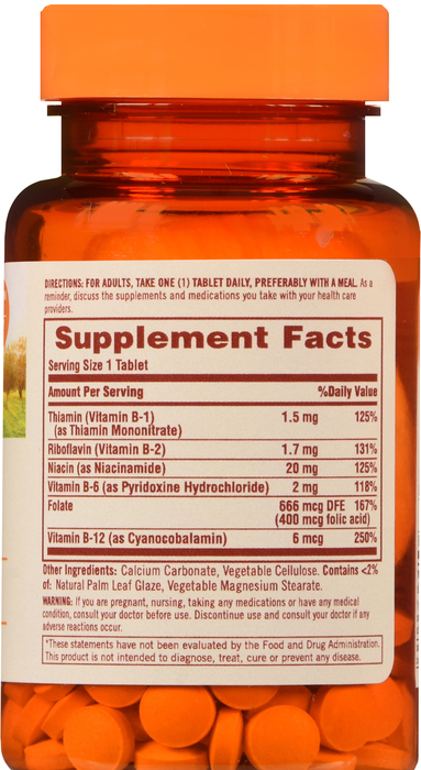 Sundown Vitamin B Complex Complete RDA Tablets 100ct