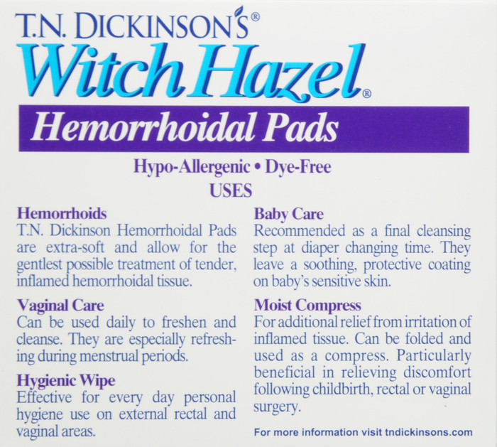 DICKINSON WITCH HAZEL HEMORRD PAD 100CT