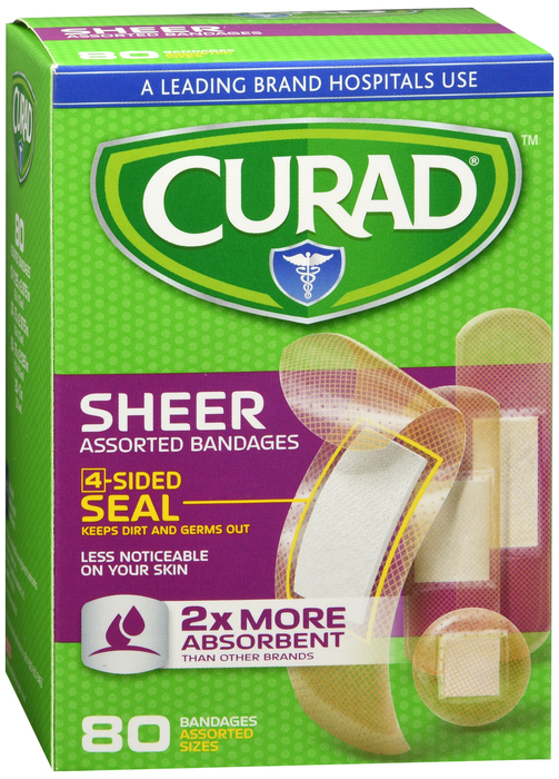 CURAD BANDAGE SHEER ASST 80CT