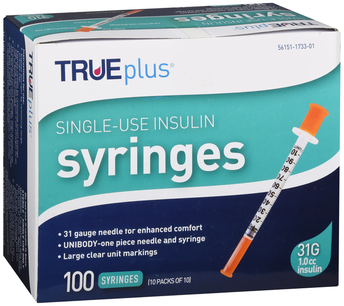 TRUEPLUS SYRINGE 5/16 INCH 31GX1CC 100CT