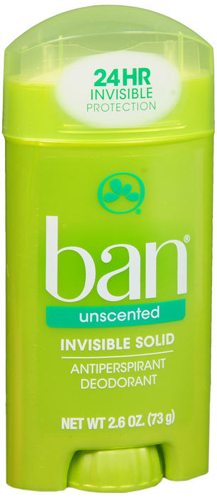 BAN INVISIBLE SOLID ANTIPERSPIRANT UNSCENTED 2.6OZ