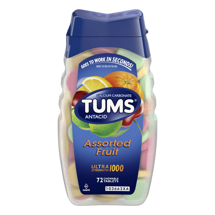 Tums Ultra Assorted Fruit Chewable Tablets 72ct