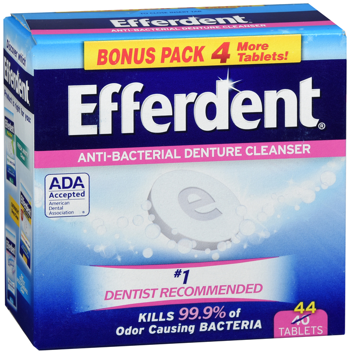 Efferdent Anti-Bacterial Denture Cleanser Mint 44ct