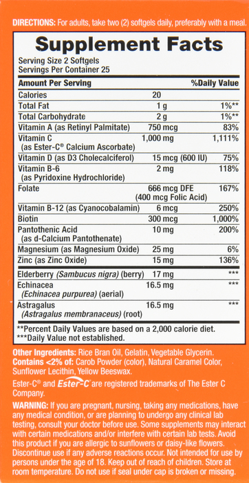 Nature's Bounty Immune 24 Hour+ 1000mg Softgels 50ct