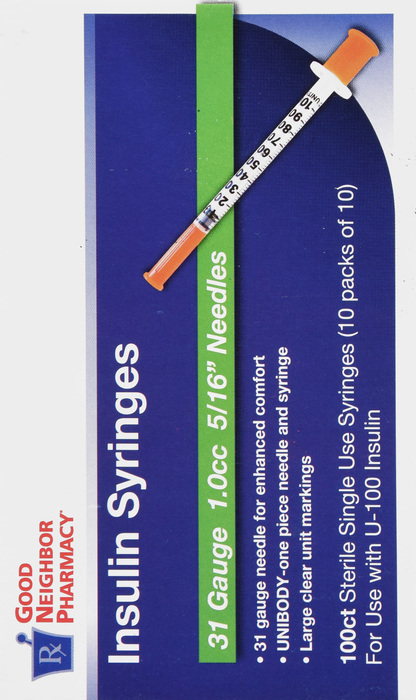 Good Neighbor Pharmacy Insulin Syringes 31g 1c 100ct