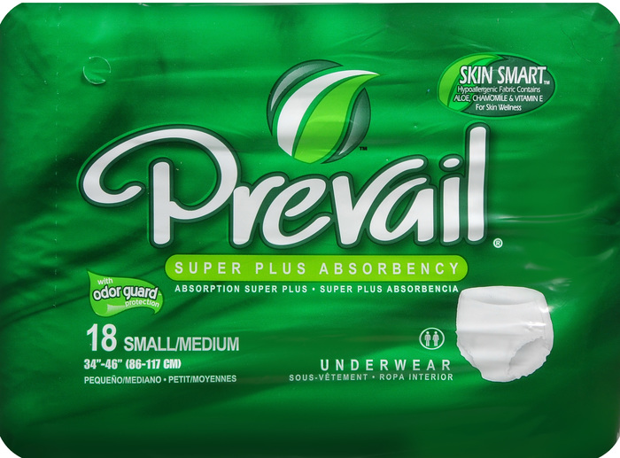 Prevail Underwear S/M Super Plus 34-46" 4x18ct