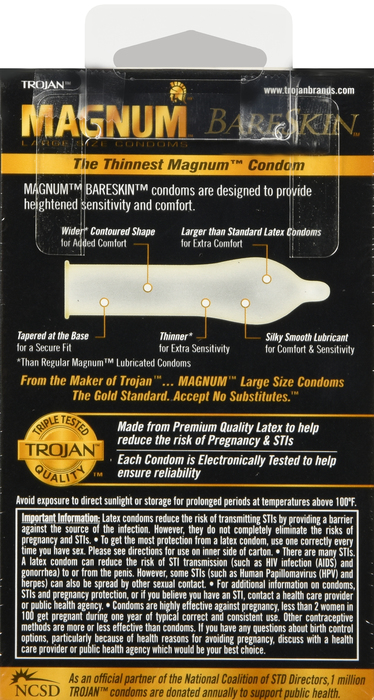 Trojan Magnum Bareskin Large Lubricated Condoms 10ct