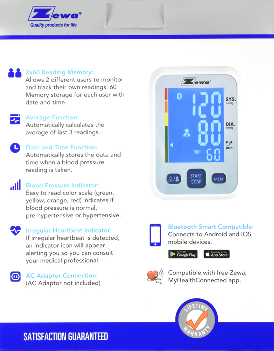 Zewa Automatic Premium Blood Pressure Monitor XL 1ct