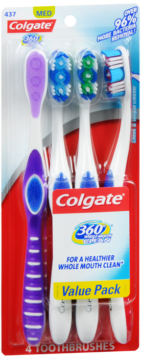 COLGATE 360 ADULT T/B MED 4PK