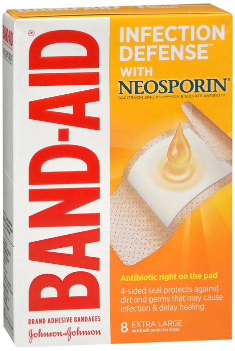 JJ BANDAID ANTIBIOTIC XLARGE 8CT