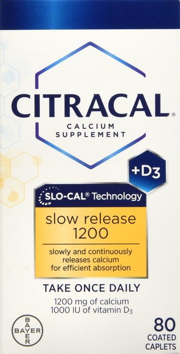 Citracal Calcium+D3 Slow Release 1200 Calcium Supplement Tablets 80ct