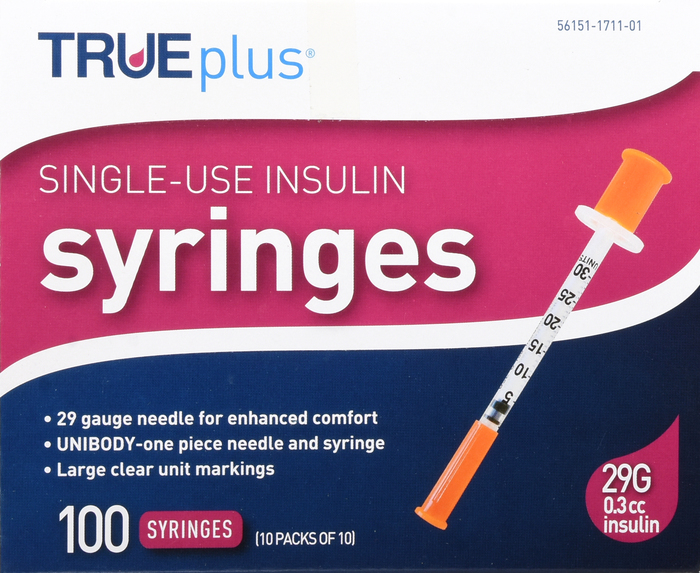 TRUEPLUS SYRINGE 1/2" 29GX3/10CC 100CT