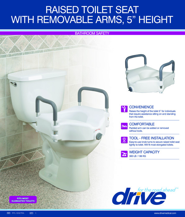 Toilet Seat Elevated With Arms 300lb