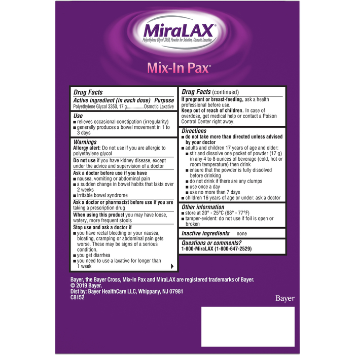 MIRALAX POWDER SINGLE DOSE 17GM INST 24