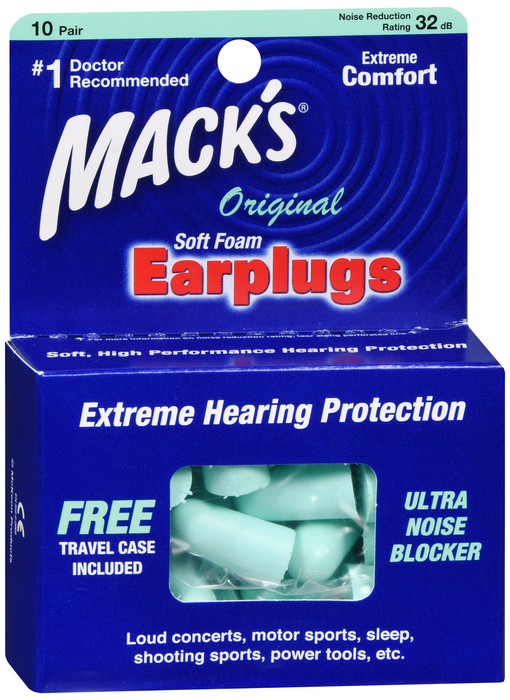 Mack's Earplugs Soft Foam Teal NRR32 10 pairs