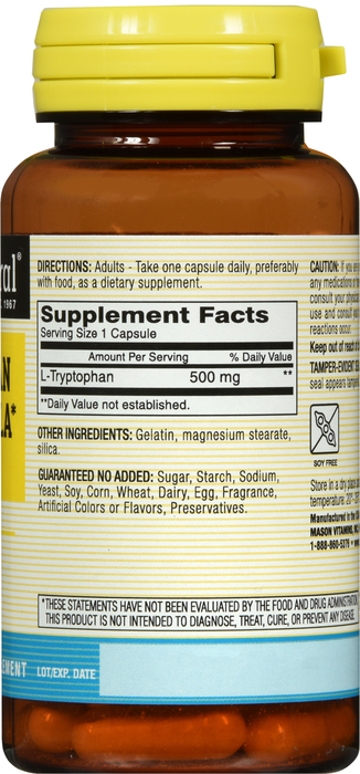 L-Tryptophan Sleep 500mg Capsules 60ct Mason