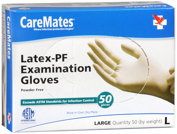 Gloves CareMates Latex Powder-Free L 50ct