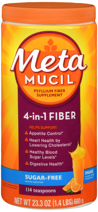 Metamucil Psyllium Sugar-Free Fiber Supplement Orange Powder 23.3oz