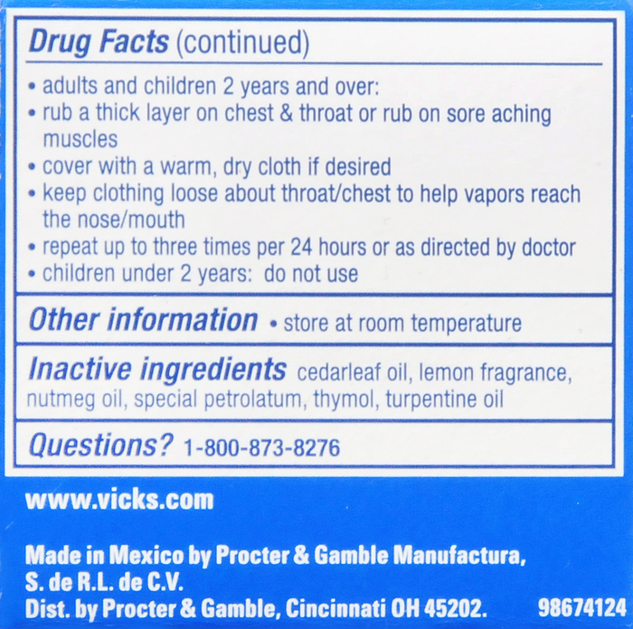 VICKS VAPORUB LEMON ONT 1.76OZ