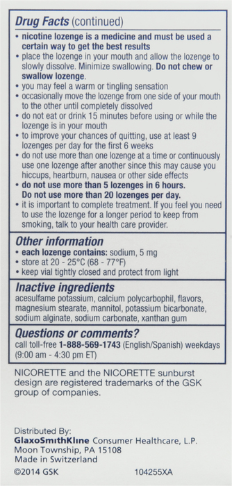 Nicorette Stop Smoking Aid 4mg Mint Mini Nicotine Lozenges 81ct