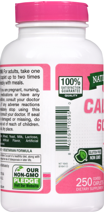 CALCIUM 600MG +D3 CAPLET 250CT NAT TRU