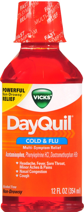 DAYQUIL COLD & FLU PSE FREE LIQ 12OZ