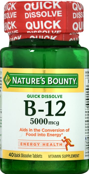 Nature's Bounty Vitamin B12 5000mcg Quick Dissolve Tablets 40ct