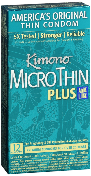 KIMONO CONDOM MICRO THIN AQUALUBE 12CT