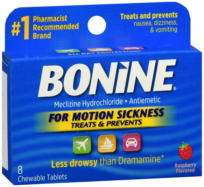 Bonine for Motion Sickness Raspberry Chewable Tablets 8ct