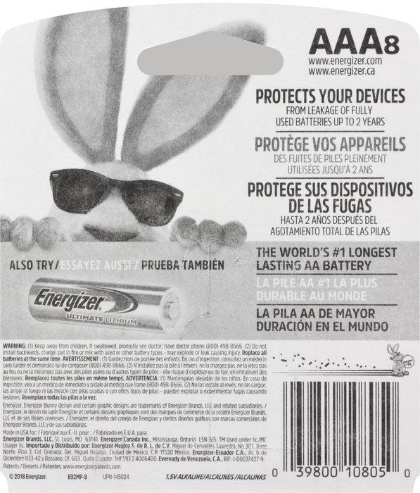 ENERGIZER MAX ALK AAA E92BP8 8PK