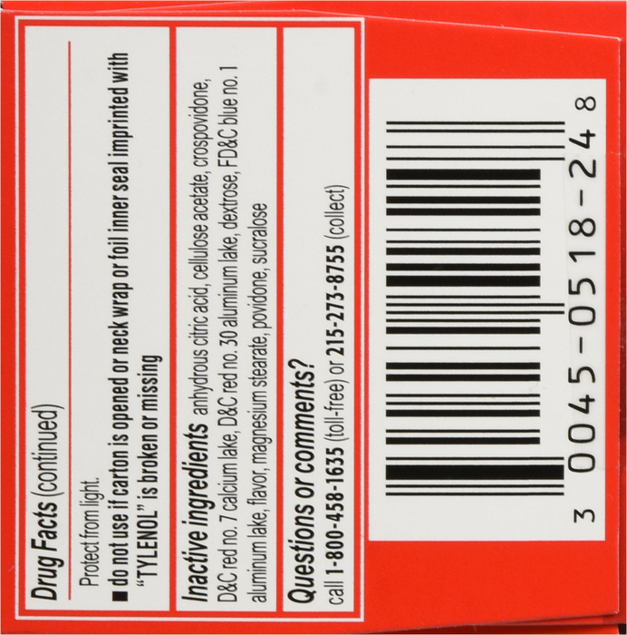 Children's Tylenol Pain + Fever 160mg Acetaminophen Grape Chewable Tablets 24ct