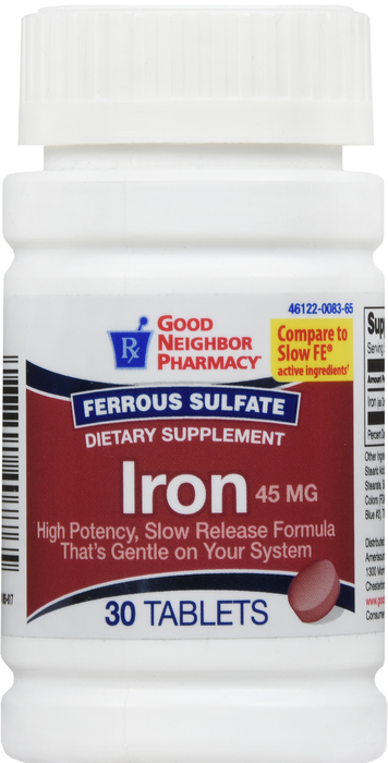 Good Neighbor Pharmacy Iron 45mg Slow Release Tablets 30ct